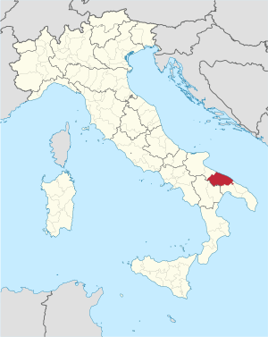 Map with the Metropolitan City of Bari in Italy