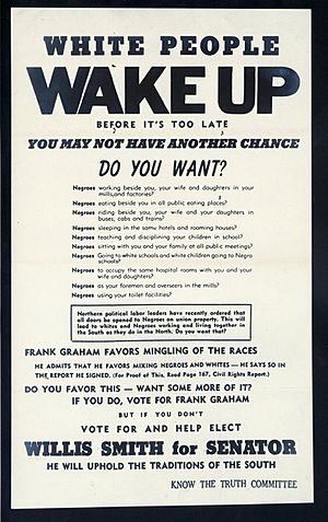 Campaign flyer for Willis Smith for Senate in the 1950 US Senate race in North Carolina