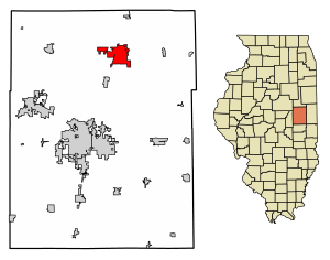 Location of Rantoul in Champaign County, Illinois.