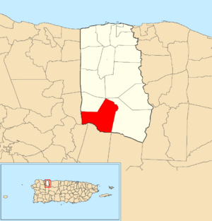 Location of Cibao within the municipality of Camuy shown in red