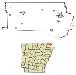 Location of Greenway in Clay County, Arkansas.