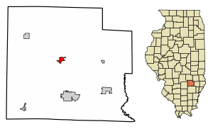 Location of Louisville in Clay County, Illinois.