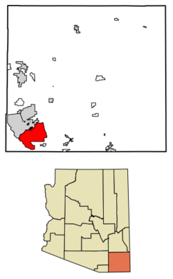 Location in Cochise County and the state of Arizona