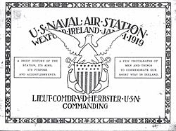 Cover Page to U.S. Naval Air Station Wexford Ireland 1 January 1919.jpg