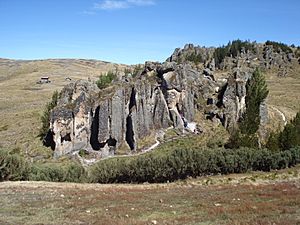 The frailones of Cumbemayo, located on the outskirts of the city of Cajamarca
