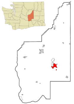 Location of Moses Lake in Grant County, Washington