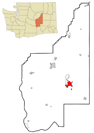Location of Moses Lake in Grant County, Washington