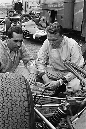Gurney and Brabham at 1964 Dutch Grand Prix