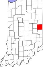 Map of Indiana highlighting Randolph County