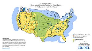 Map of major renewable energy resource in the contiguous United States