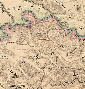Military Map of Zulu Land (cropped to Greytown and Fort Buckingham)