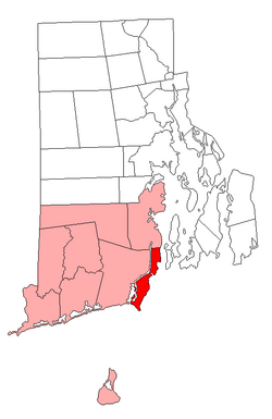 Location of Narragansett in Washington County, Rhode Island
