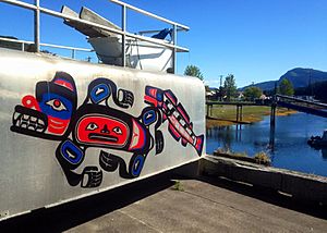 Native art at the dock in Hoonah, Alaska