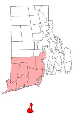 Location of New Shoreham in Washington County, Rhode Island