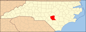 North Carolina Map Highlighting Cumberland County