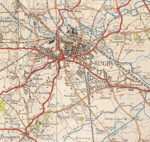 Ordnance Survey One-Inch Sheet 132 Coventry and Rugby, Published 1946 (Rugby crop)