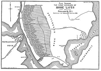 Original Providence Rhode Island town layout of homesteads