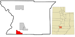 Location in Piute County and the state of Utah.
