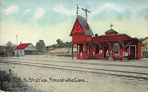 PostcardForestvilleCTRailroadStation1912