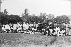Queensland State Archives 5750 Villagers with Hon J C Peterson and party Poid Torres Strait Island June 1931.png