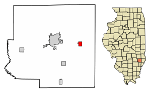 Location of Claremont in Richland County, Illinois.