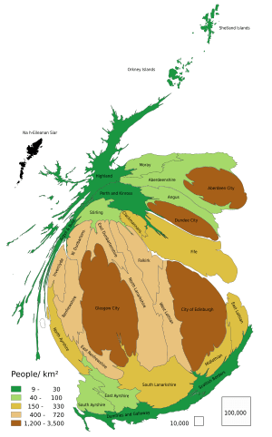 Scotland population cartogram