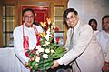 Shri Sunil Dutt assumes the charge of the Union Minister of Youth Affairs and Sports in New Delhi on May 25, 2004