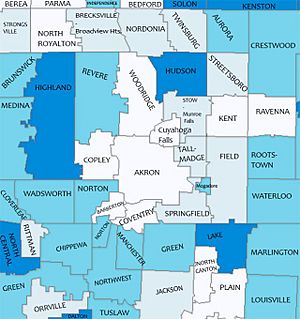 Summit County Ohio and Surrounding Areas School DIstrict Map