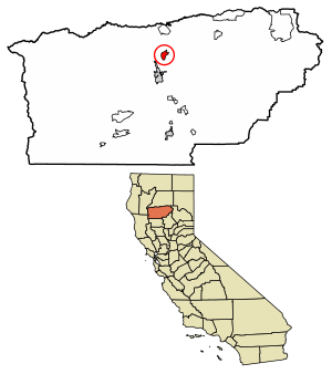 Location of Bend in Tehama County, California.