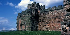 The curtain wall of Tantallon Castle, East Lothian, Scotland, 1972