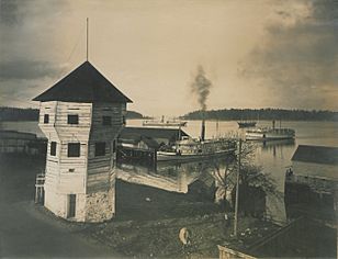 View of Nanaimo Harbor showing the bastion and shipping (HS85-10-18676)