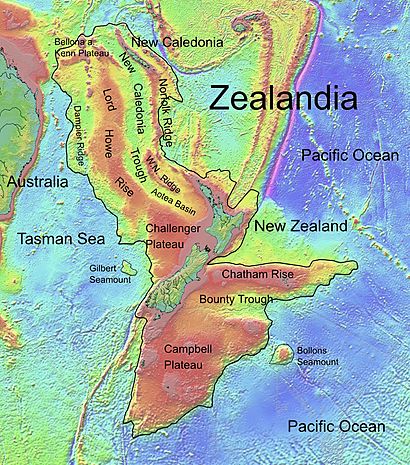 Zealandia, topographic map