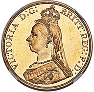 Gold coin showing a woman's bust