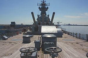 A637, USS New Jersey, forward guns and deck, Camden, New Jersey, United States, 2018