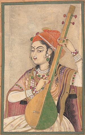 A Lady Playing the Tanpura, ca. 1735