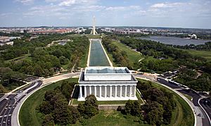 Aerial view of the Lincoln Memorial