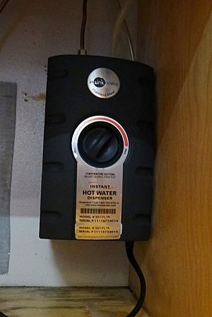 An installed instant hot water dispenser