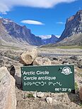 Arctic Circle Sign - Auyuittuq National Park, Baffin Island, Nunavut, Canada