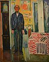 Edvard Munch, Selvportrett. Mellom klokken og sengen.JPG