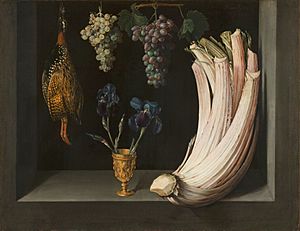 Felipe Ramirez - Still Life with Cardoon, Francolin, Grapes and Irises, 1628