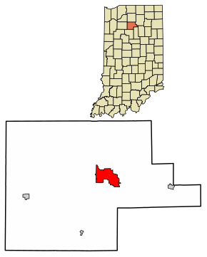 Location of Rochester in Fulton County, Indiana
