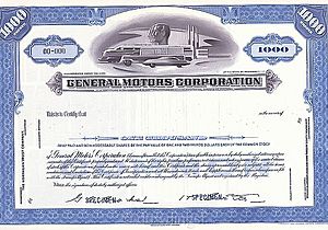 General Motors Corporations Specimen Stock Certificate