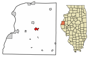Location of Carthage in Hancock County, Illinois.