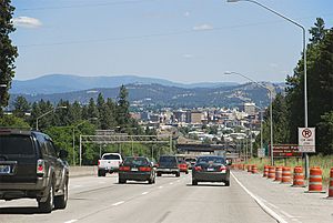 I-90 as it descends Sunset Hill into Spokane