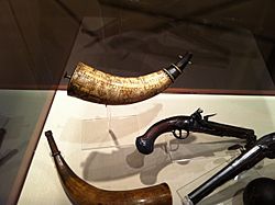 Jonathan Gardner Powder horn 1776 at the Concord Mass Museum