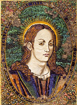 Juan Bautista Cuiris - Portrait of Christ Made of Humming Bird and Parrot Feathers - WGA05815