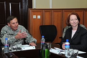 Julia Gillard with Gen David H Petraeus Oct 2010