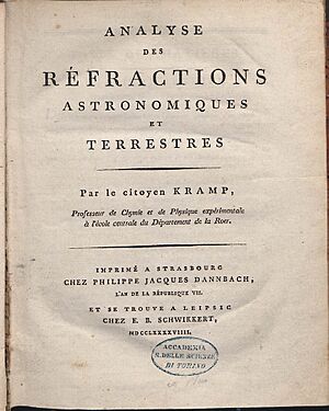 Kramp, Christian – Analyse des réfractions astronomiques et terrestres, 1799 – BEIC 745581