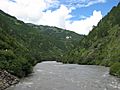 Kuri Chi river flowing below the Lhuentse Dzong