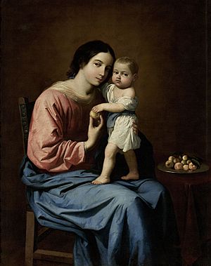 La Virgen y el Niño de la manzana, por Francisco de Zurbarán